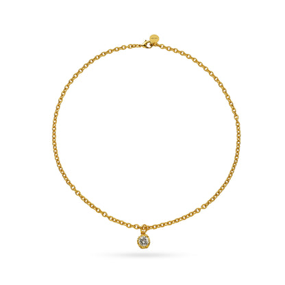Solitaire Charm Gold Chain Necklace