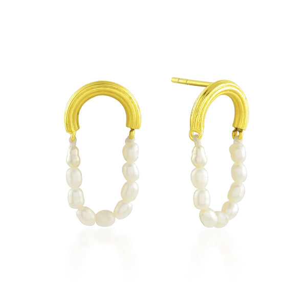 Pearl Beaded Earrings (Water Resistance Premium Plating)