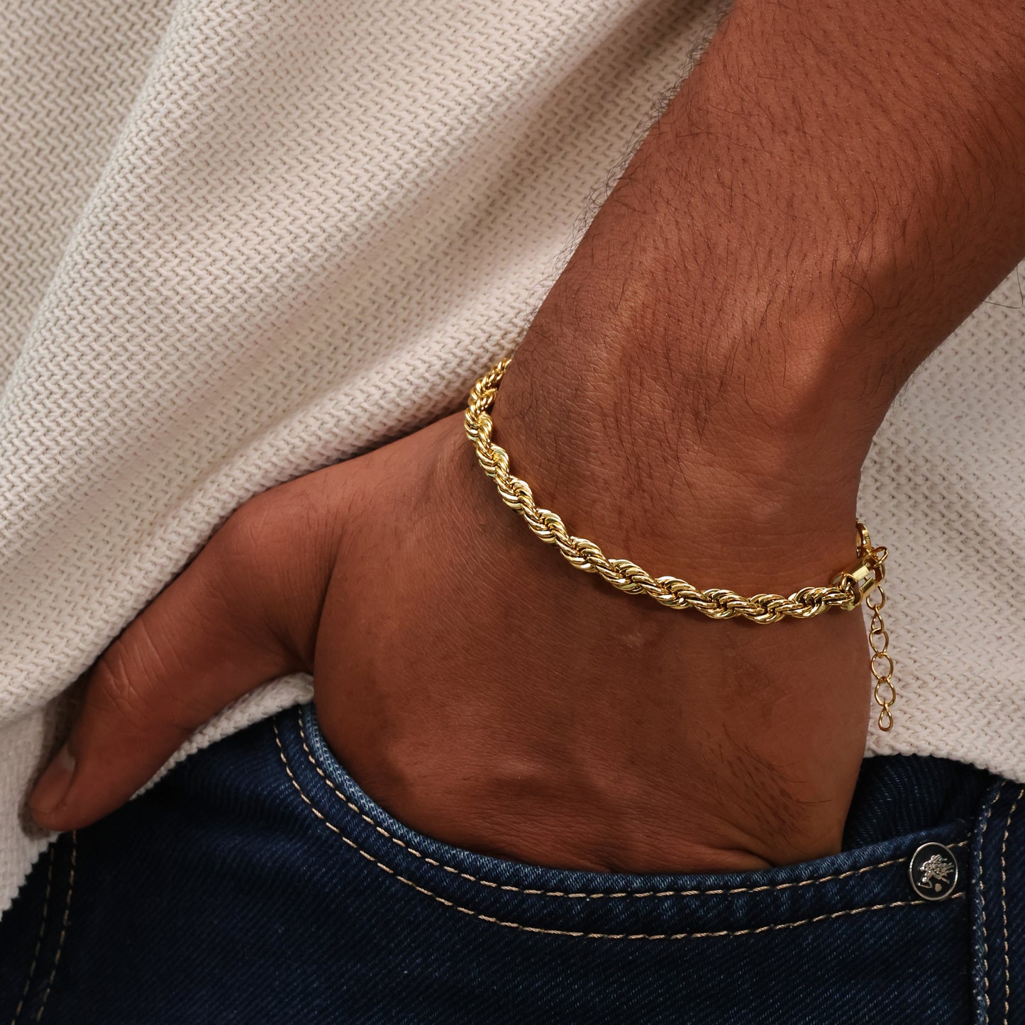Forged Rope Men's Chain Bracelet Gold