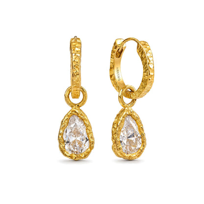 Teardrop Crystal Hoop Earrings in 92.5 Sterling Silver