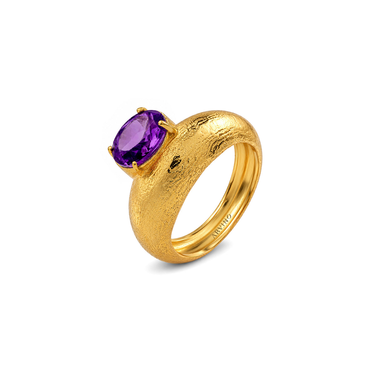 Amethyst Textured Statement Ring