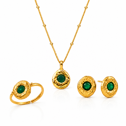Green Onyx Medallion Stack in 92.5 Sterling Silver