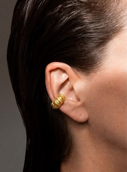 Textured Rib 92.5 Sterling Silver Ear Cuff