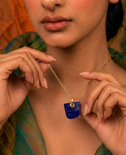 Lapis Shield Pendant Necklace