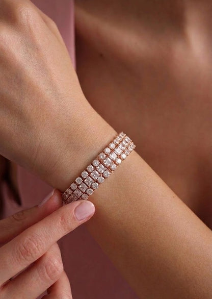 Rose Gold Double Row Crystal Tennis Bracelet