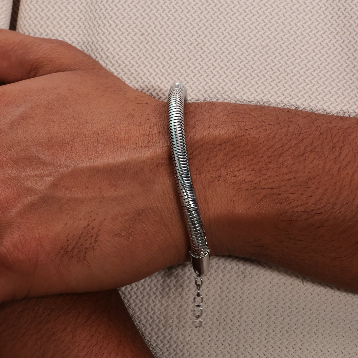 Silver Coil Men's Bracelet Broad