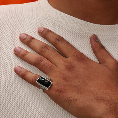 Black Onyx 92.5 Sterling Silver Men’s Ring