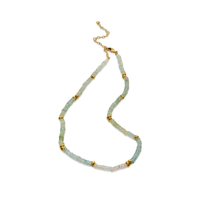 Aquamarine Beaded Gold Accent Necklace