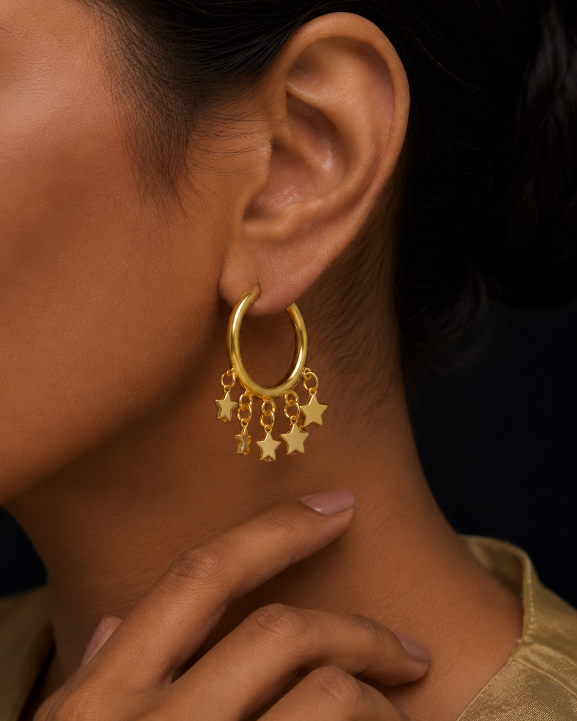 Starlit Charms Hoop Earrings in 925 Sterling Silver