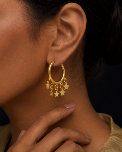Starlit Charms Hoop Earrings in 925 Sterling Silver