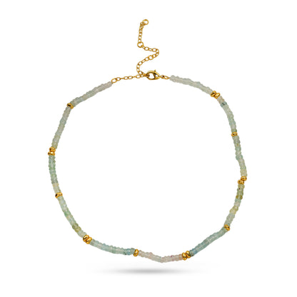 Aquamarine Beaded Gold Accent Necklace
