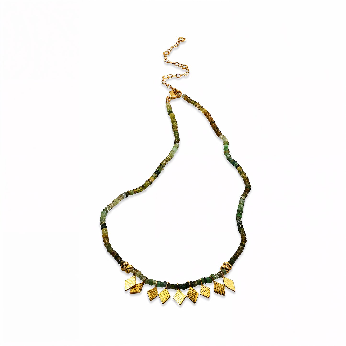 Green Tourmaline Fringe Charm Necklace