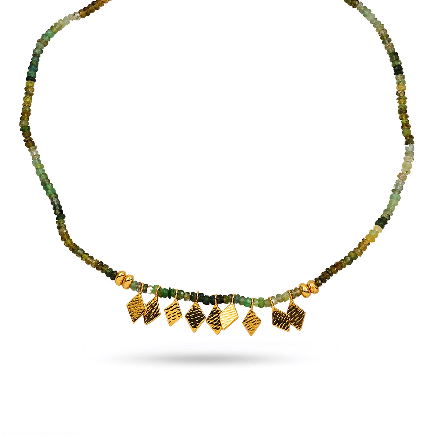 Green Tourmaline Fringe Charm Necklace