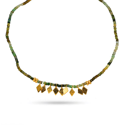 Green Tourmaline Fringe Charm Necklace