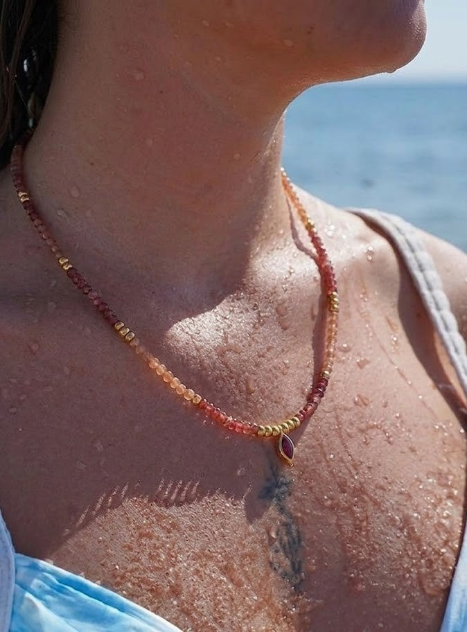 Ombre Tourmaline Bead Necklace