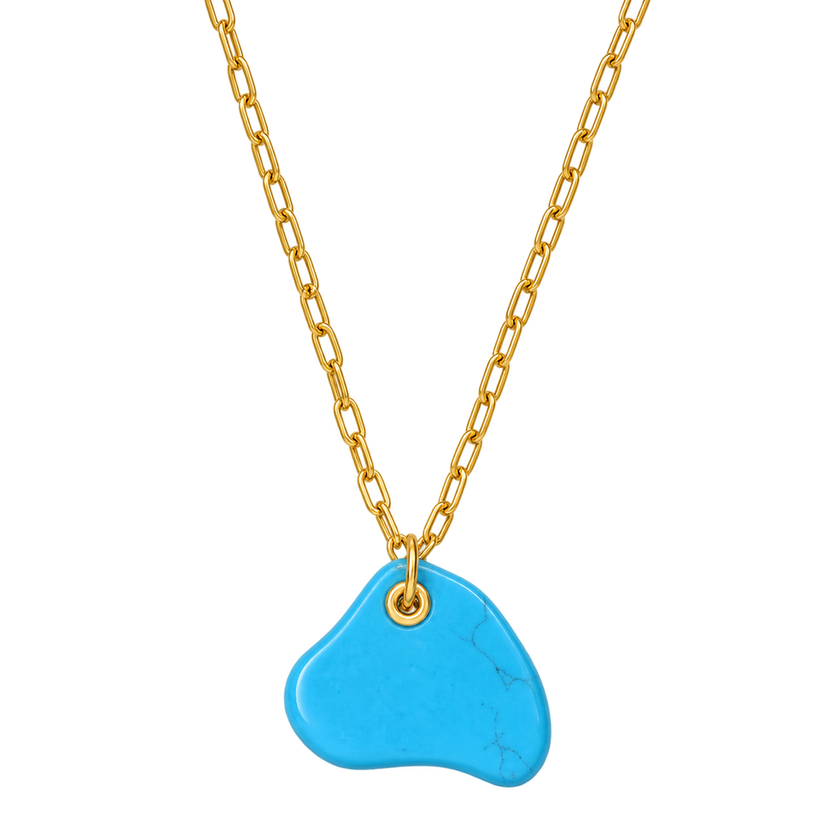 Turquoise Pebble Gold Pendant Necklace