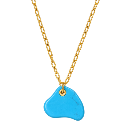 Turquoise Pebble Gold Pendant Necklace