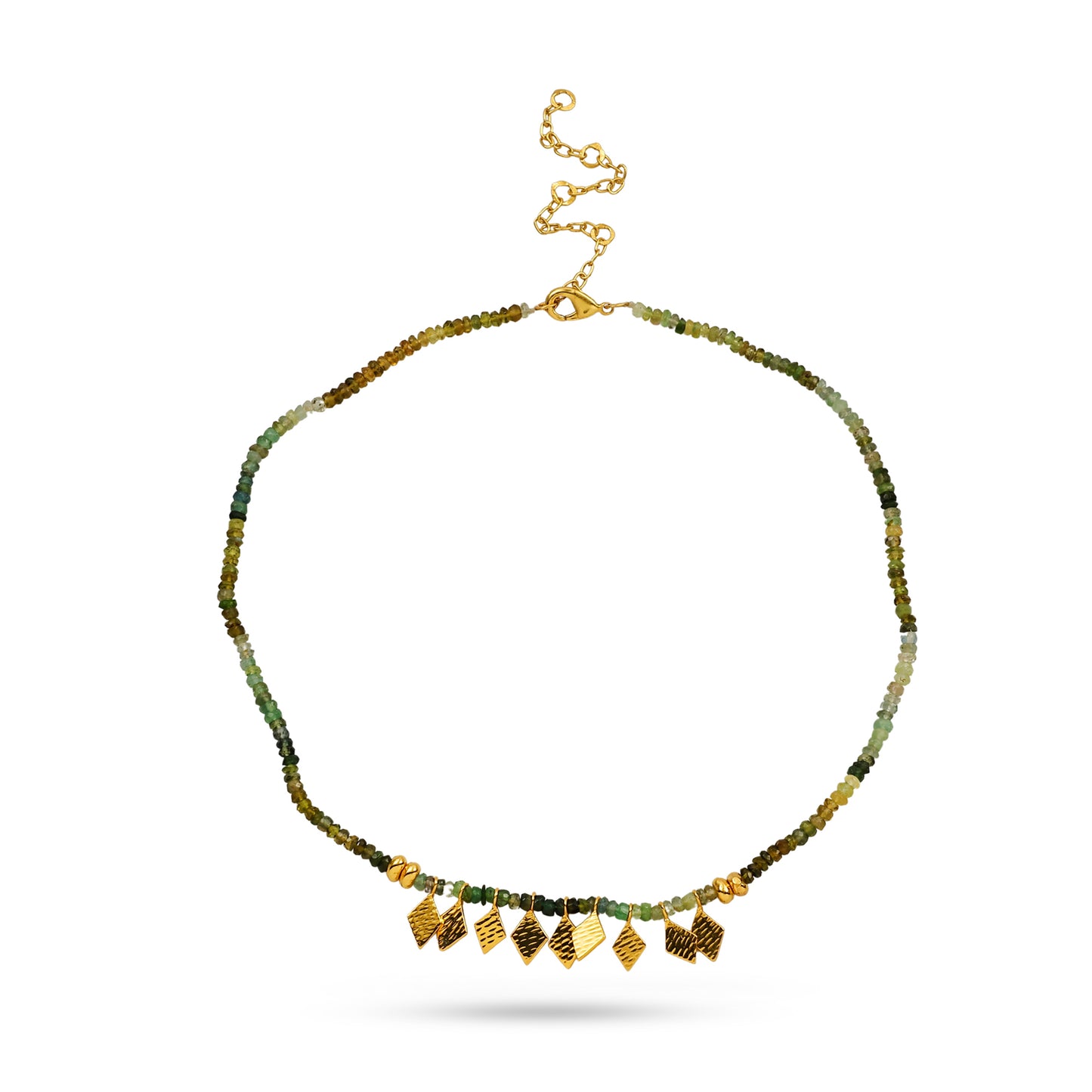 Green Tourmaline Fringe Charm Necklace