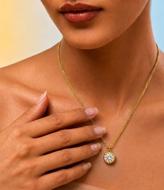 Solitaire Charm Gold Chain Necklace