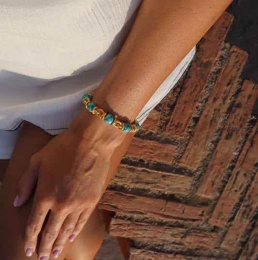 Turquoise Nugget Link Chain Bracelet