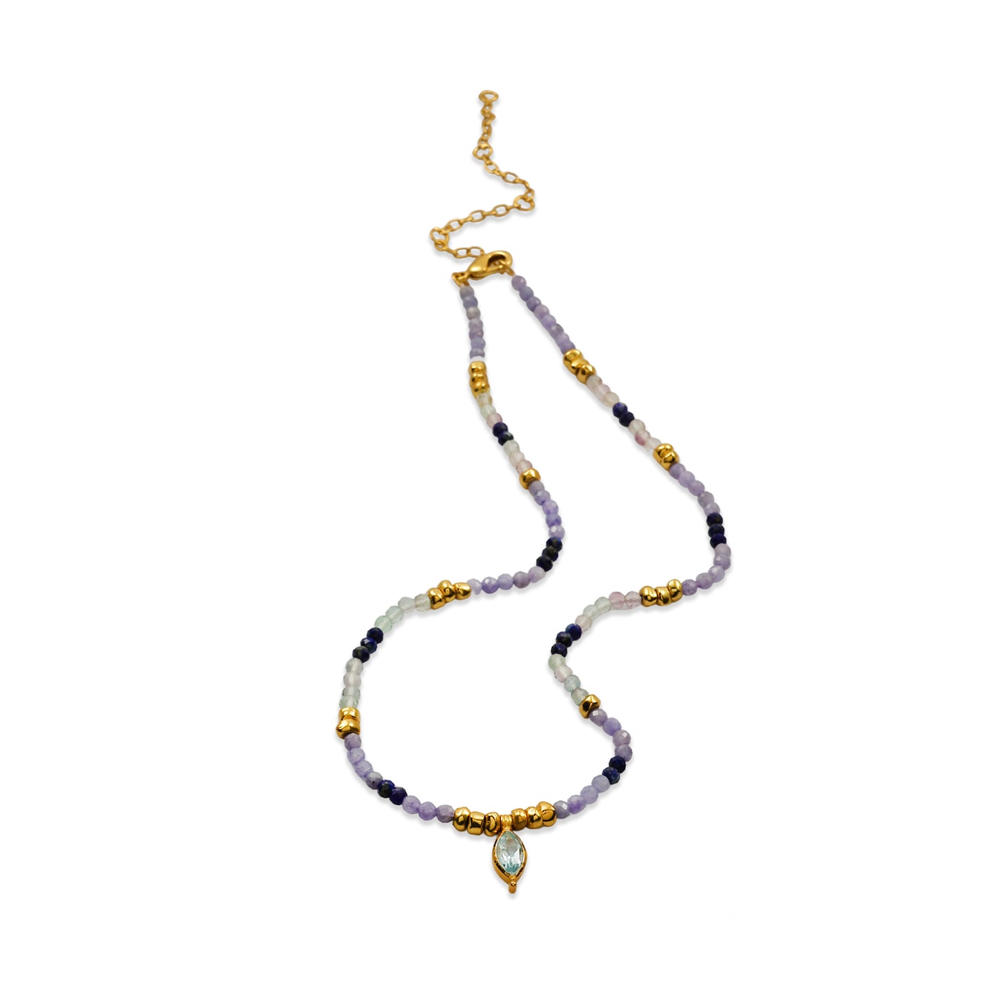 Multi Pastel Gemstone Drop Necklace
