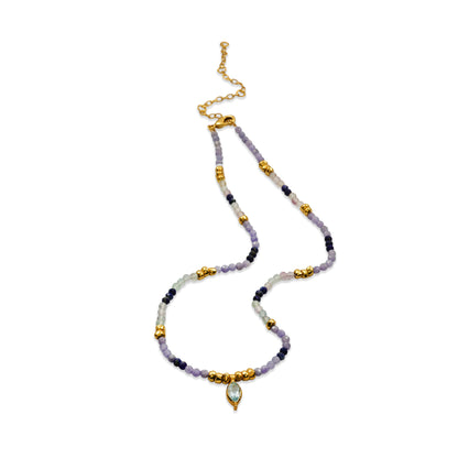 Multi Pastel Gemstone Drop Necklace