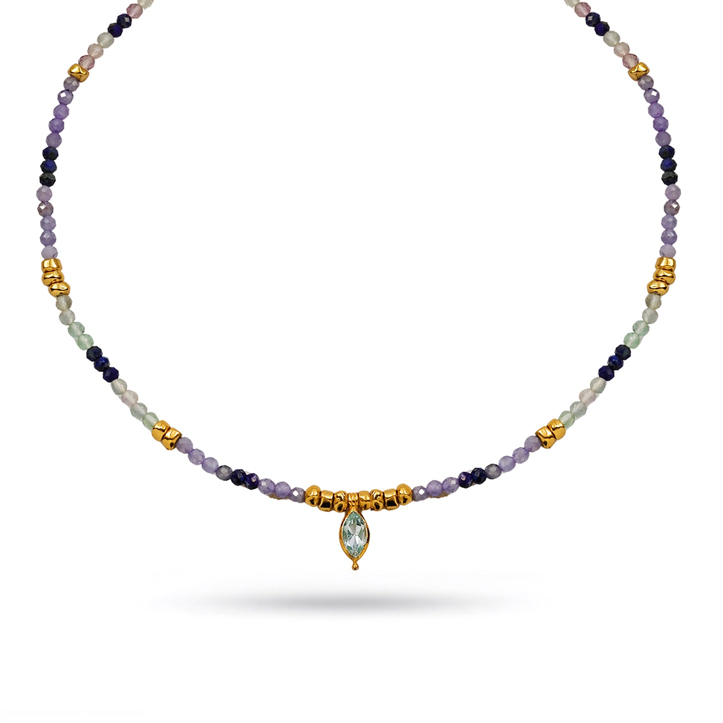 Multi Pastel Gemstone Drop Necklace