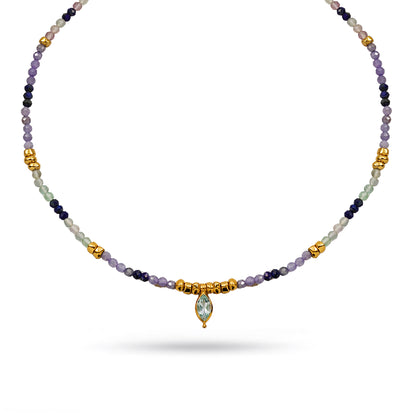 Multi Pastel Gemstone Drop Necklace