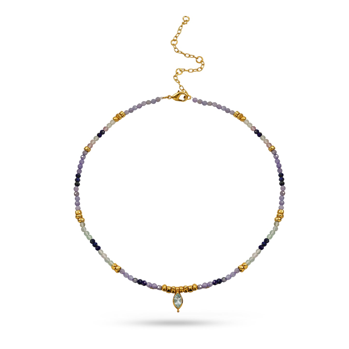 Multi Pastel Gemstone Drop Necklace