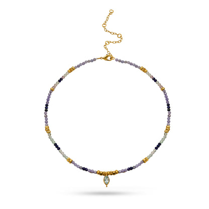 Multi Pastel Gemstone Drop Necklace