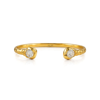 Dual Stone Open Gold Cuff Bracelet