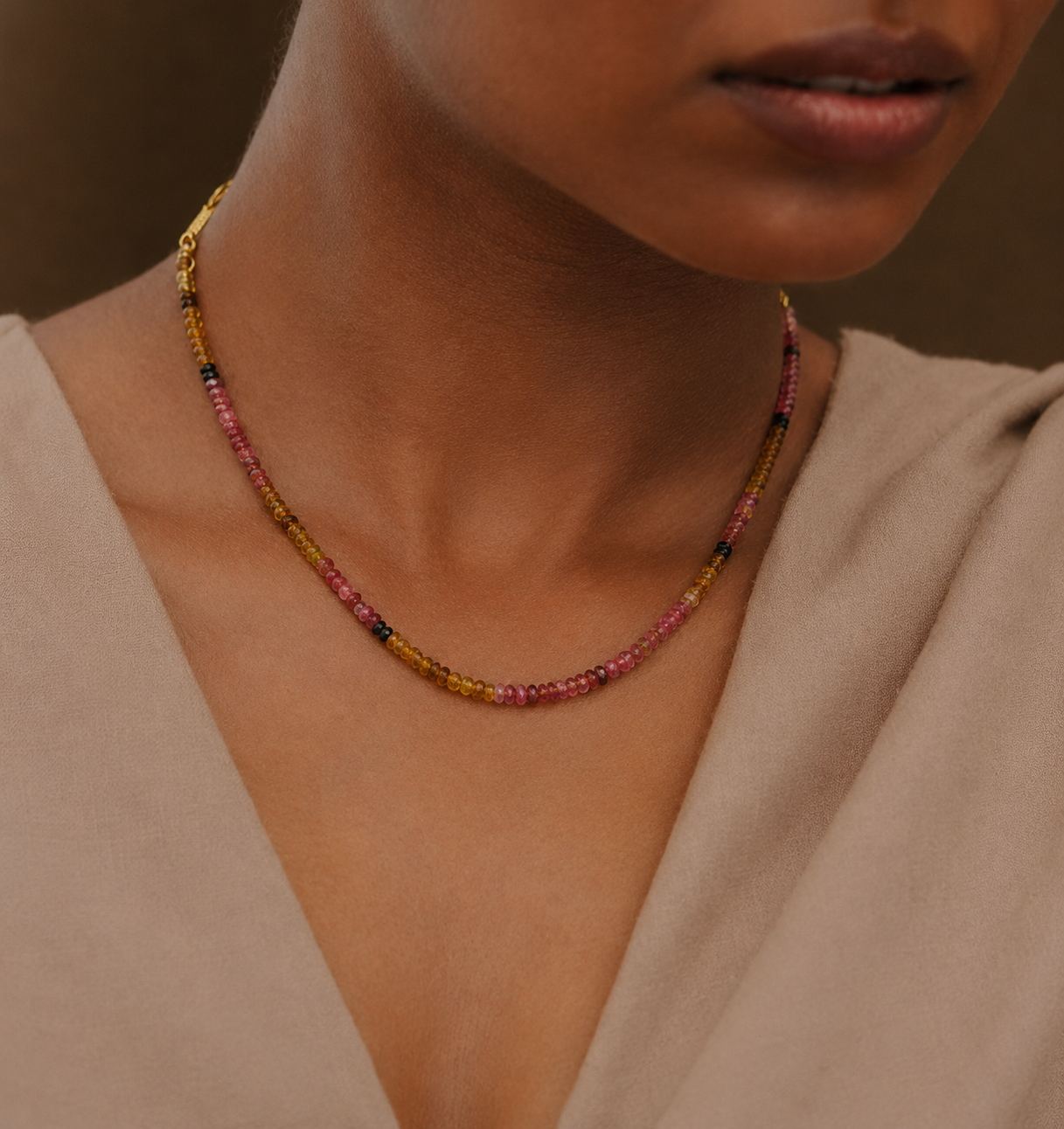 Tourmaline Burst Necklace in 92.5 Sterling Silver