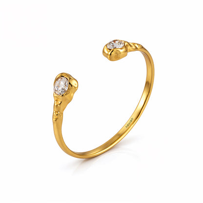 Dual Stone Open Gold Cuff Bracelet