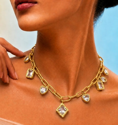 Floating Crystal Charm Necklace