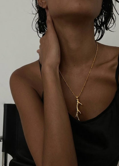 Hammered Twig 92.5 Sterling Silver Pendant Necklace