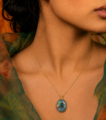 Labradorite & Blue Topaz Pendant Necklace