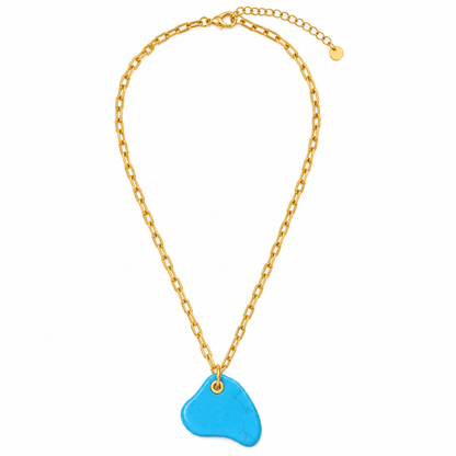 Turquoise Pebble Gold Pendant Necklace
