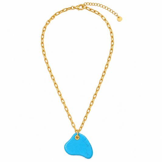 Turquoise Pebble Gold Pendant Necklace