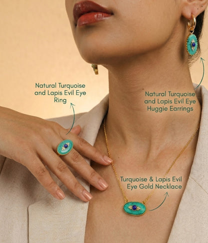 Natural Turquoise and Lapis Evil Eye Set