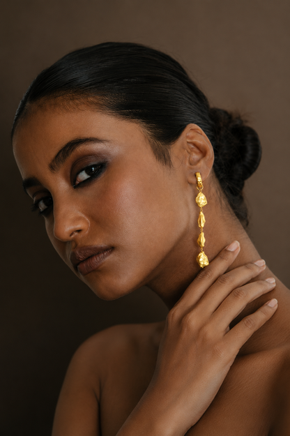 Asymmetrical Nugget Dangler Earrings