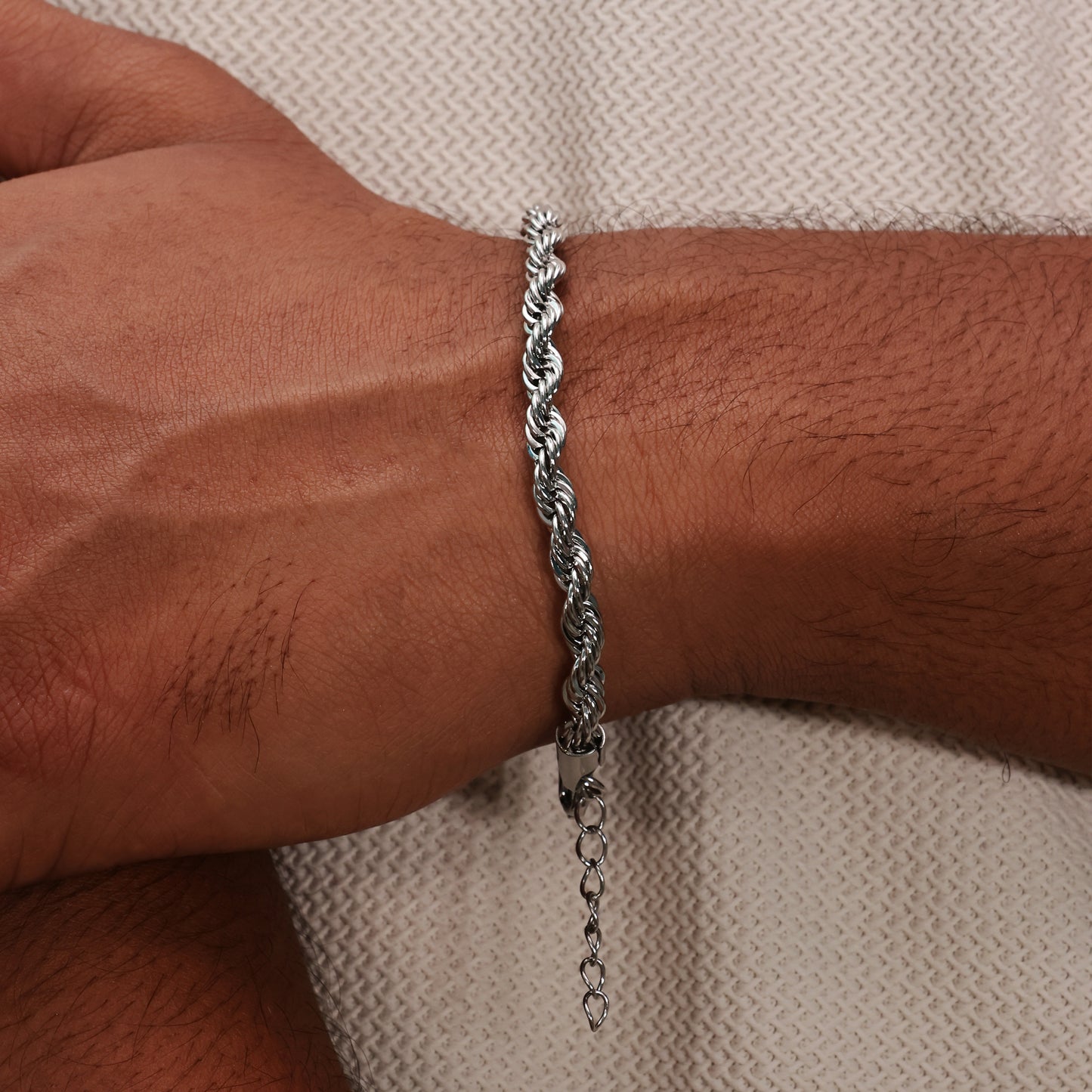 Forged Rope Men's Bracelet Silver