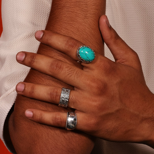 Rugged Texture 92.5 Sterling Silver Men’s Ring