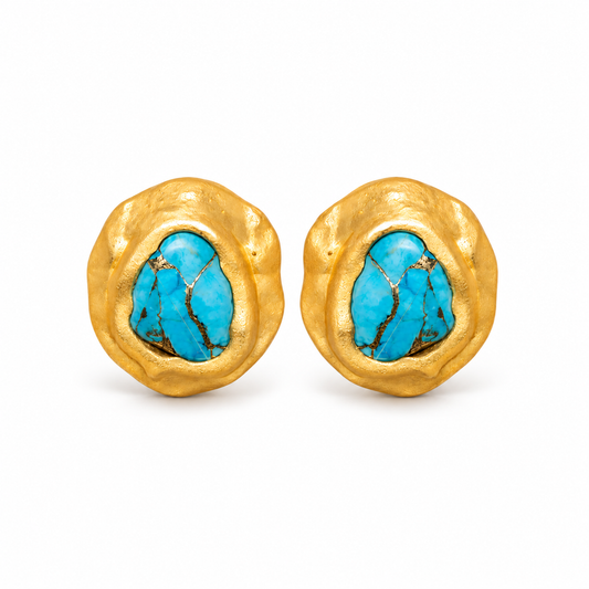 Turquoise Ocean Studs in 22KT Gold Plating