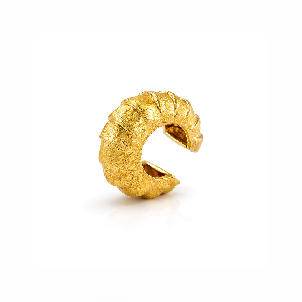 Textured Rib 92.5 Sterling Silver Ear Cuff