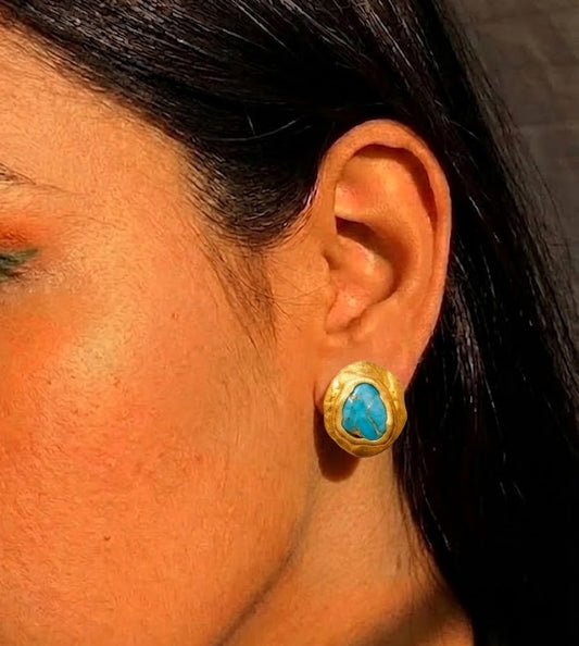 Turquoise Ocean Studs in 22KT Gold Plating