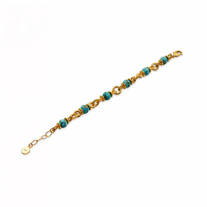 Turquoise Nugget Link Chain Bracelet