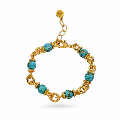 Turquoise Nugget Link Chain Bracelet