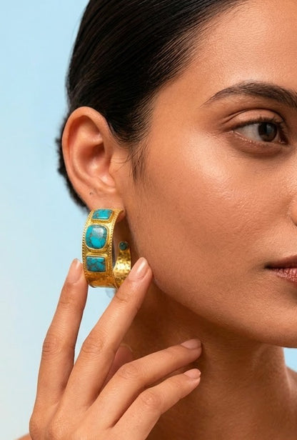 Turquoise Statement Hoop Earrings
