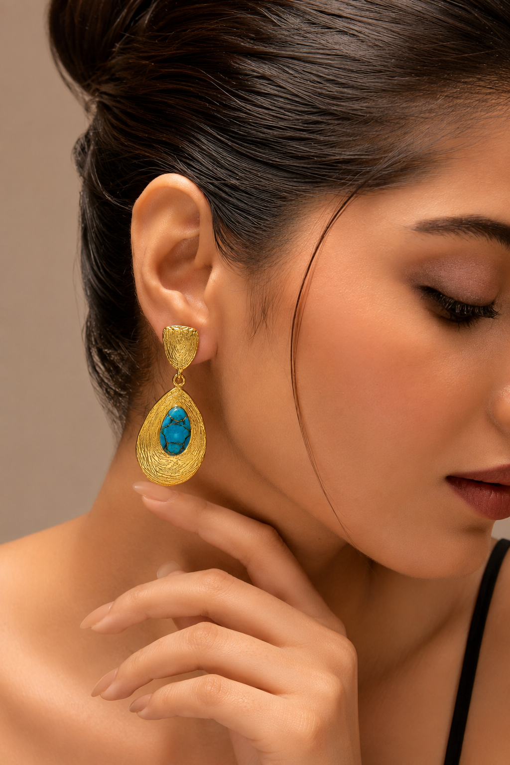 Turquoise Textured Drop Earrings