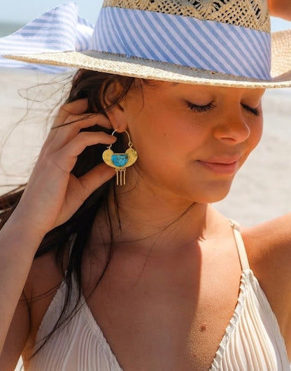 Turquoise Crescent Earrings